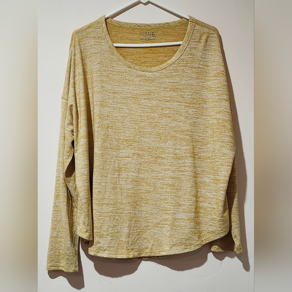 Time and Tru Women's Marled Yellow Long Sleeve Top